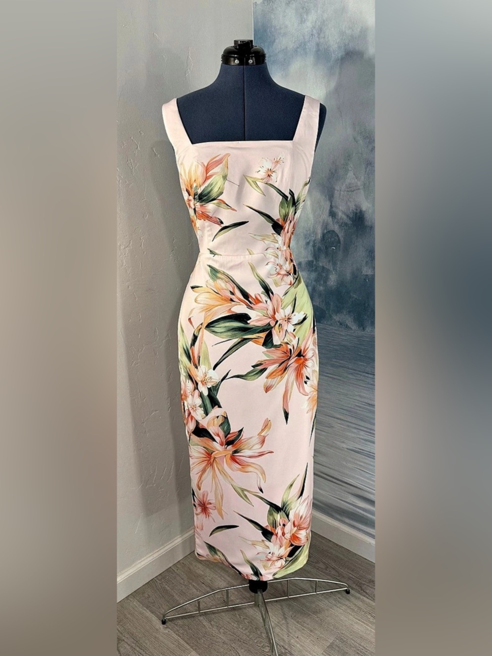 FEHAUTE Coterie Chic Floral Midi Dress Pink NWT # 431